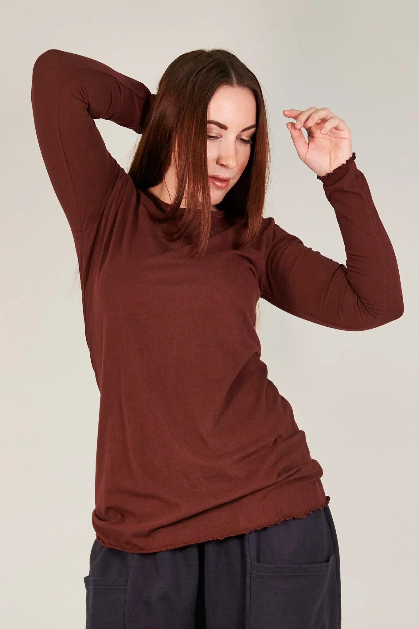 1245 L/S Organic Cotton Stretch Top -Tonal Armagnac