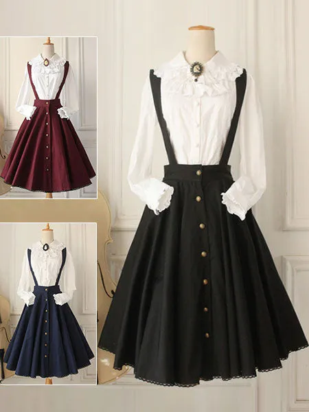 Classical Lolita Dress Military Style Cross Regression Lolita Salopette Button Suspender Skirt