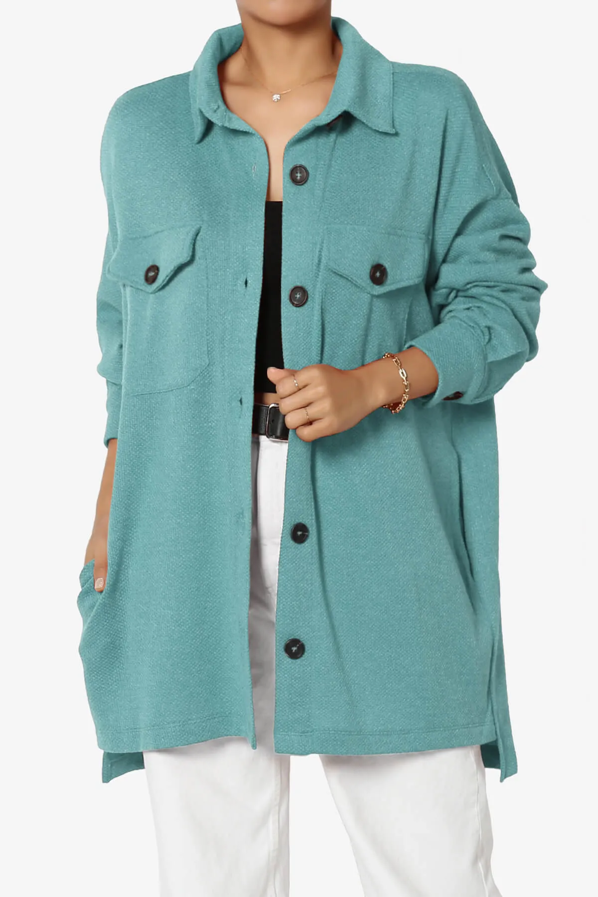 Matryx Jacquard Oversized Shirts Shacket