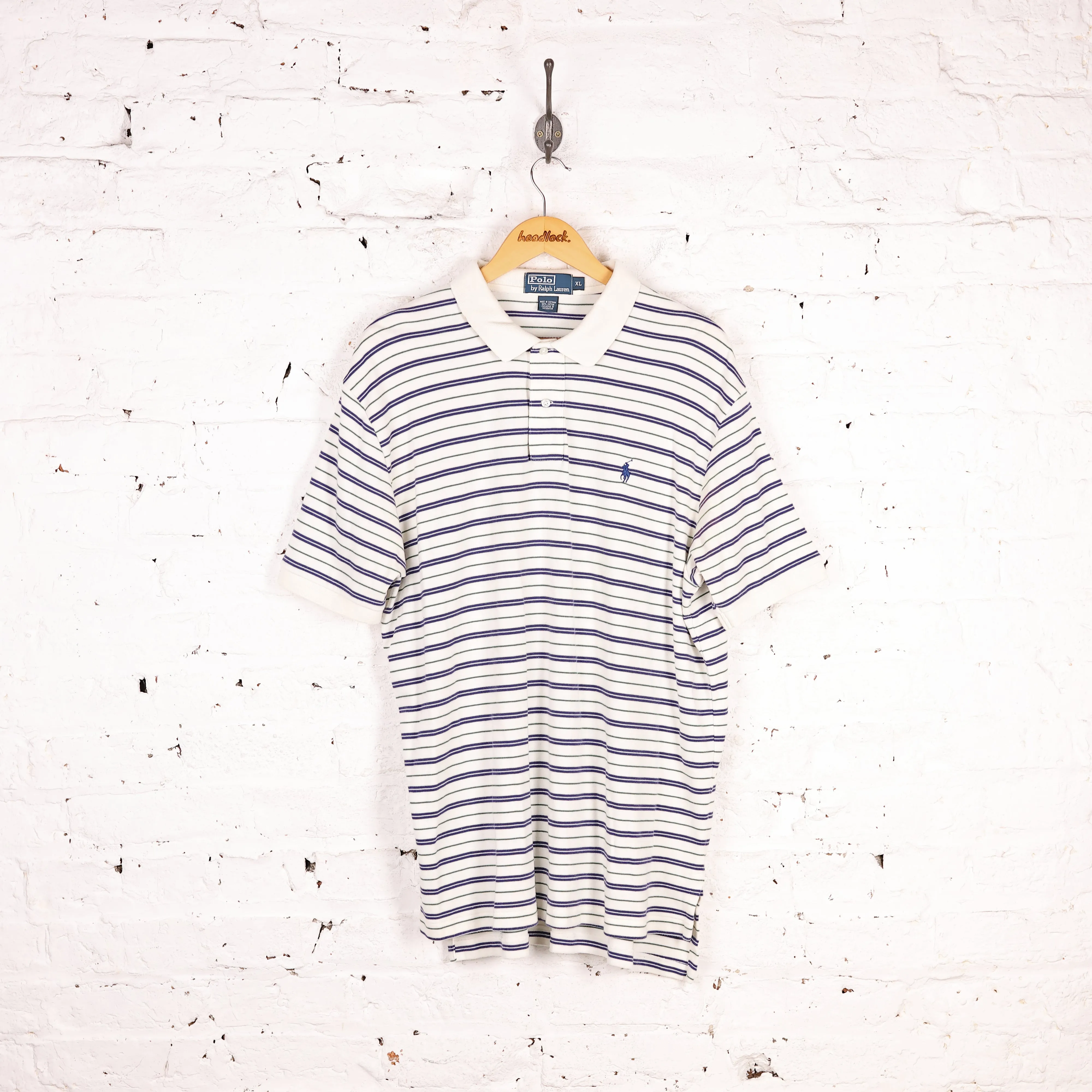 Ralph Lauren Short Sleeve Striped Polo Shirt - White - XL