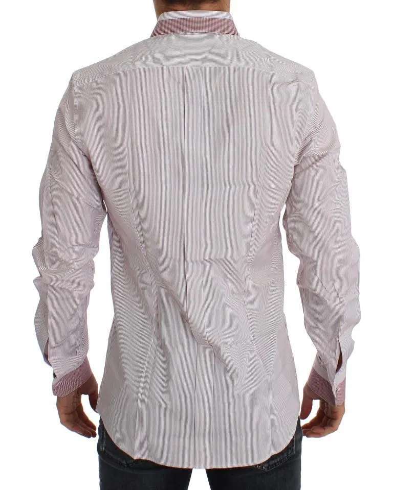 White Red Striped GOLD Slim Fit Dress Shirt